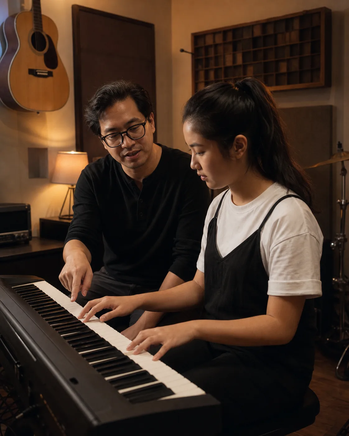 Music lesson studio / teacher and student