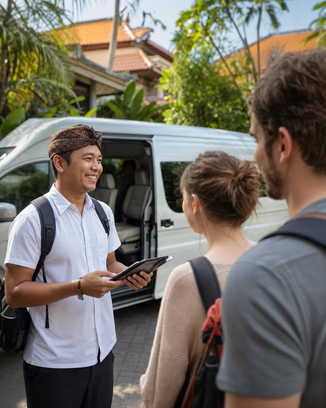 Tour operator guide with guests / day trip